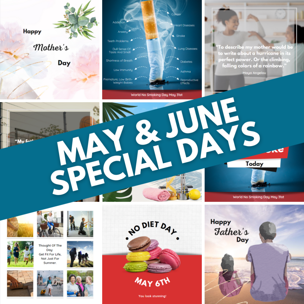 May and June Special Days Infographics Pack x10 2 FitWell Content